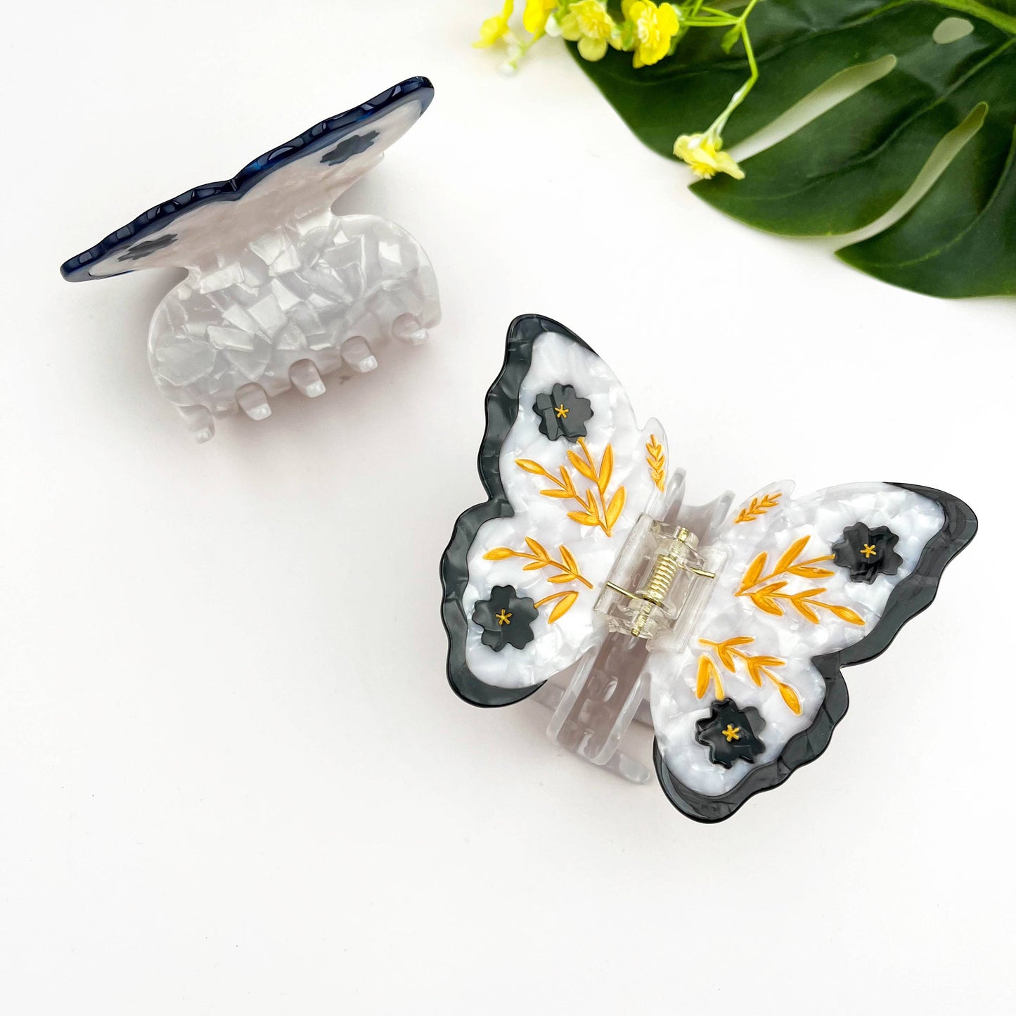 Acetate Butterfly Hair Claw, Floral Design