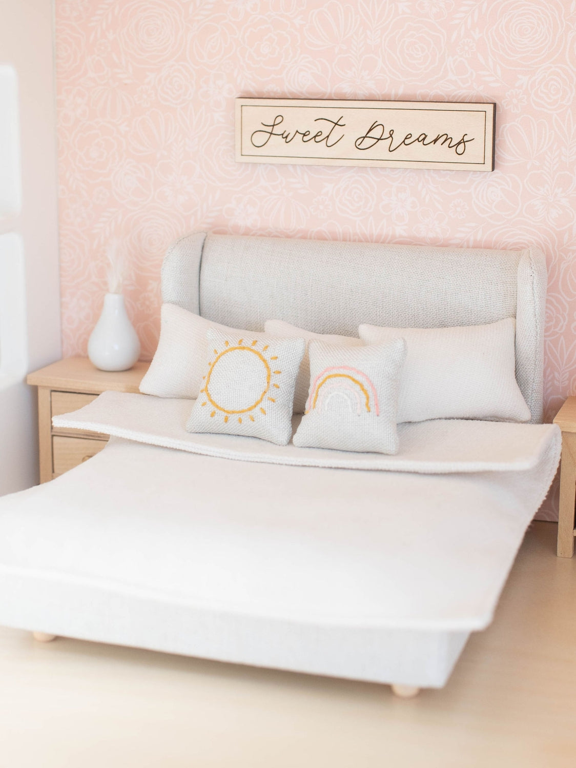 Dollhouse Upholstered Double Bed Off-White