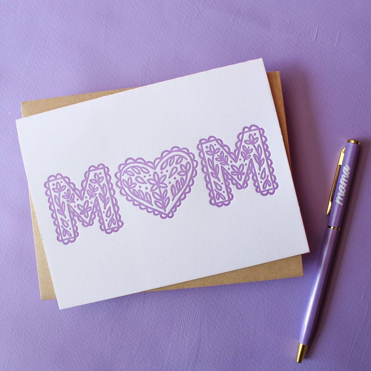 MOM Letterpress Heart Mother's Day Card