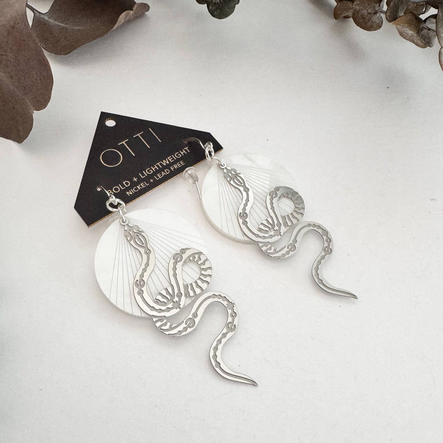 Silver Snake Earrings: Solid