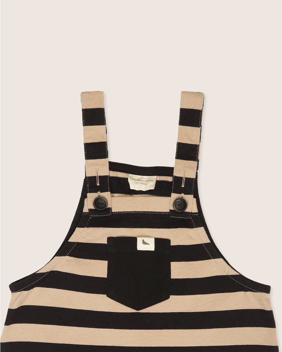 Wide Stripe Jersey Dungarees Beige And Black