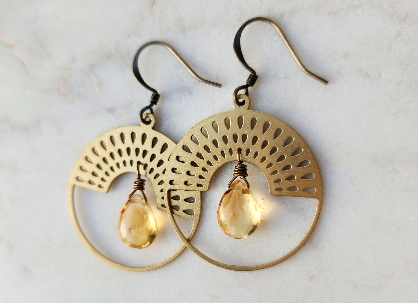 Citrine Metal Rainbow Sun Earring