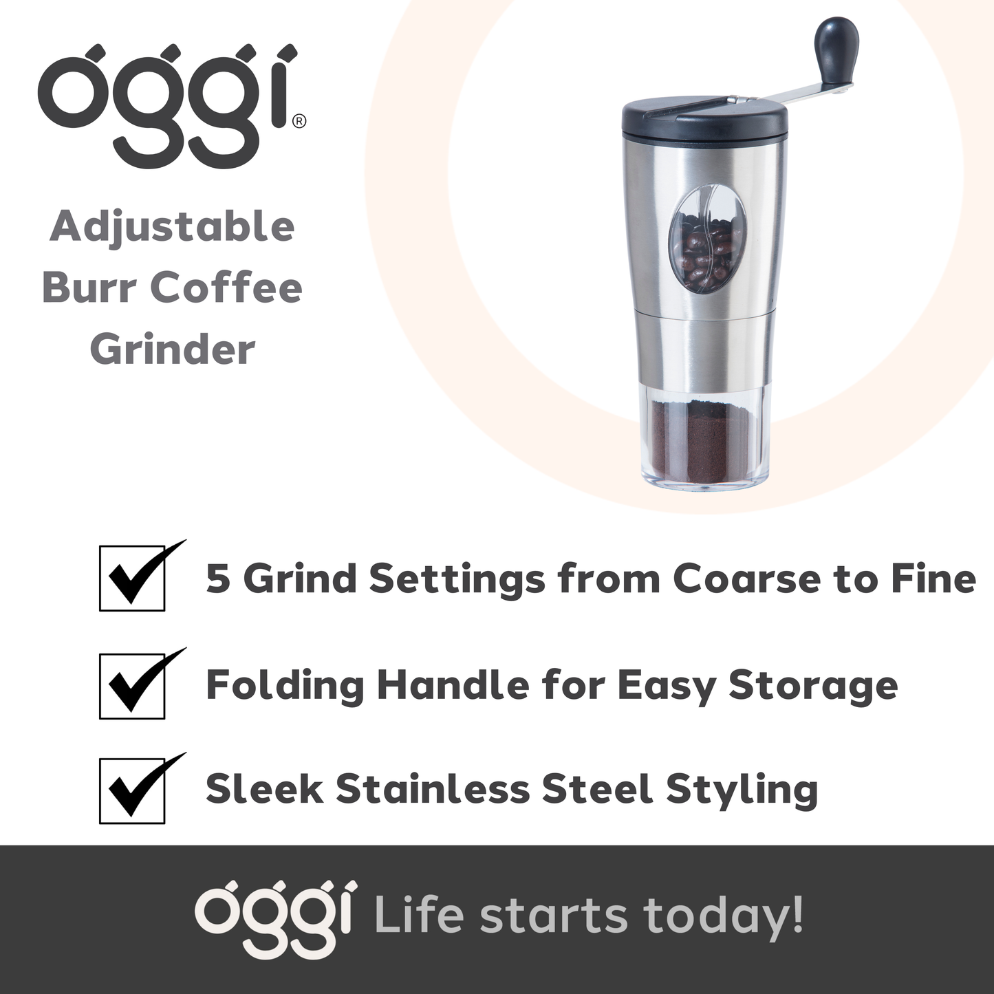 Coffee Grinder - Stainless Steel, Ceramic Mechanism