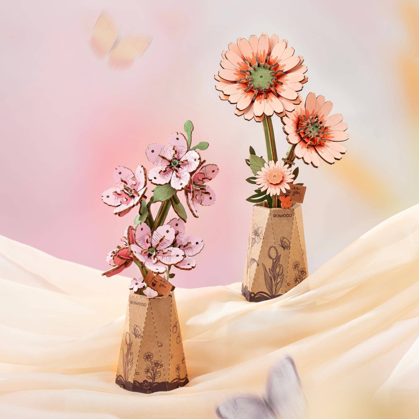 Rowood Light Orange Gerbera 3D Wooden Puzzle