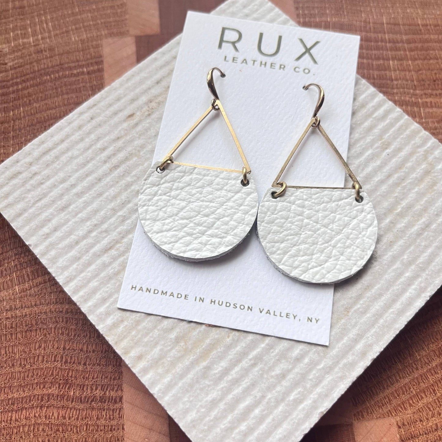 Handcrafted White Genuine Leather Earrings
