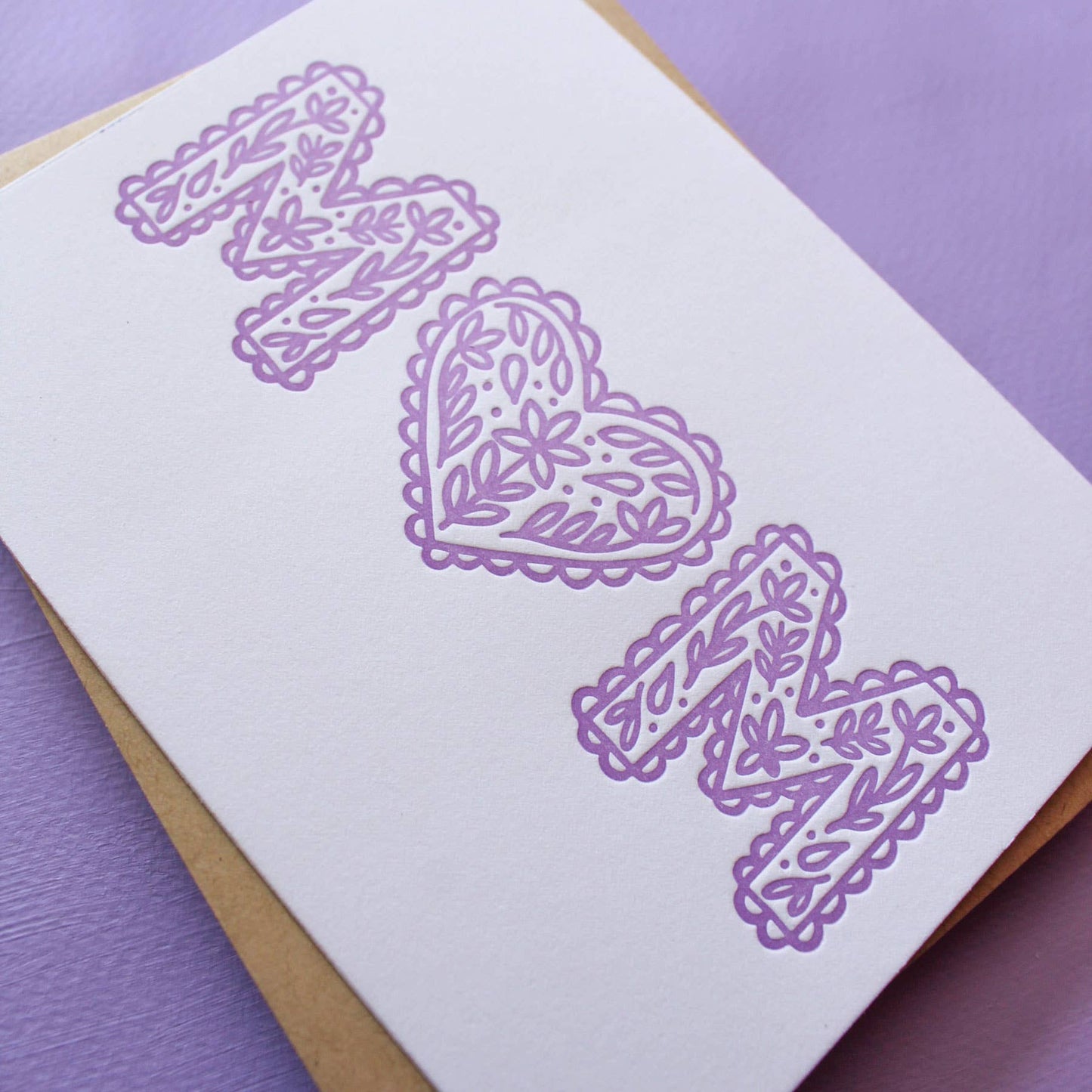 MOM Letterpress Heart Mother's Day Card