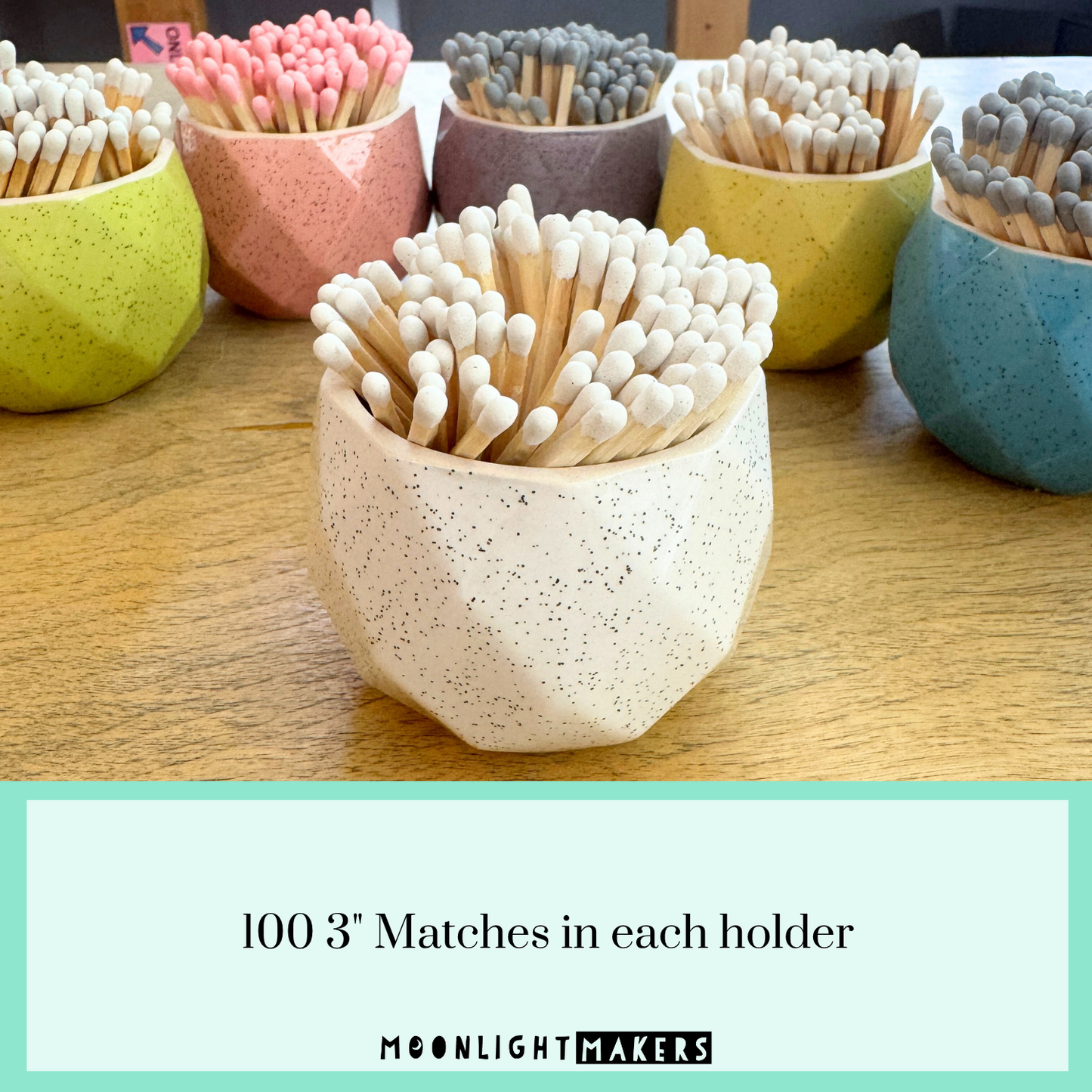 Geometric Match Holders with Matches - 6 Colors