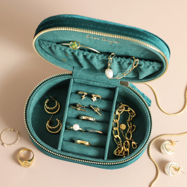 Starry Night Velvet Oval Travel Jewelry Case