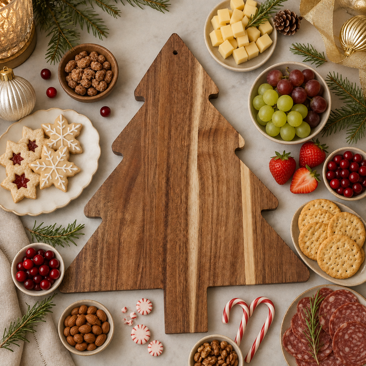 Christmas Tree Shape Serving Board, Holiday Charcuterie Wood