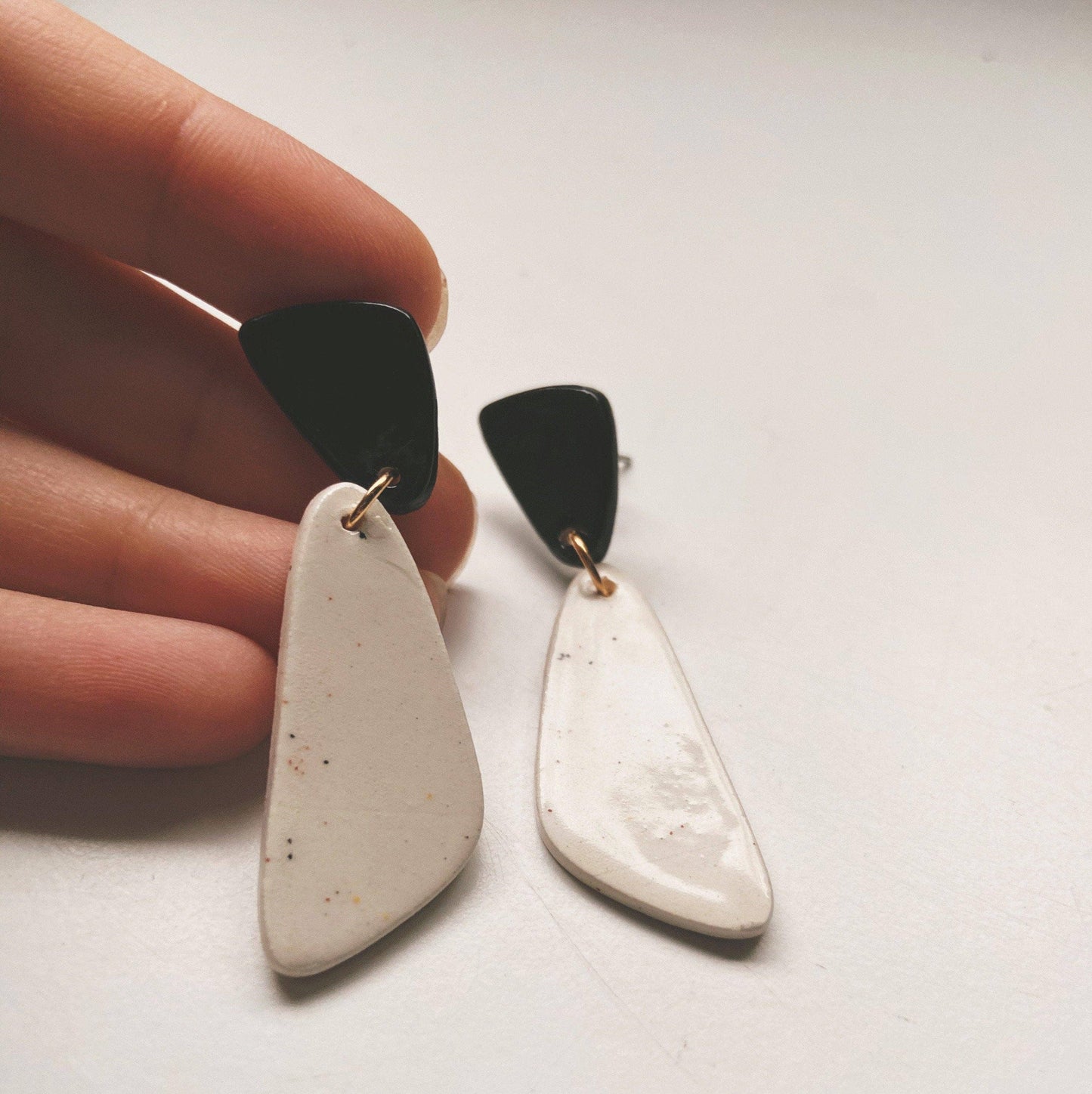 Dive Black & White Abstract Dangle Earrings