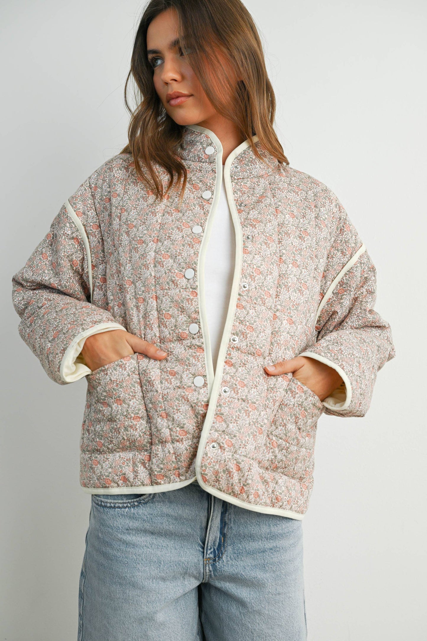 Qilted Jacket With Lightweight Boho Print