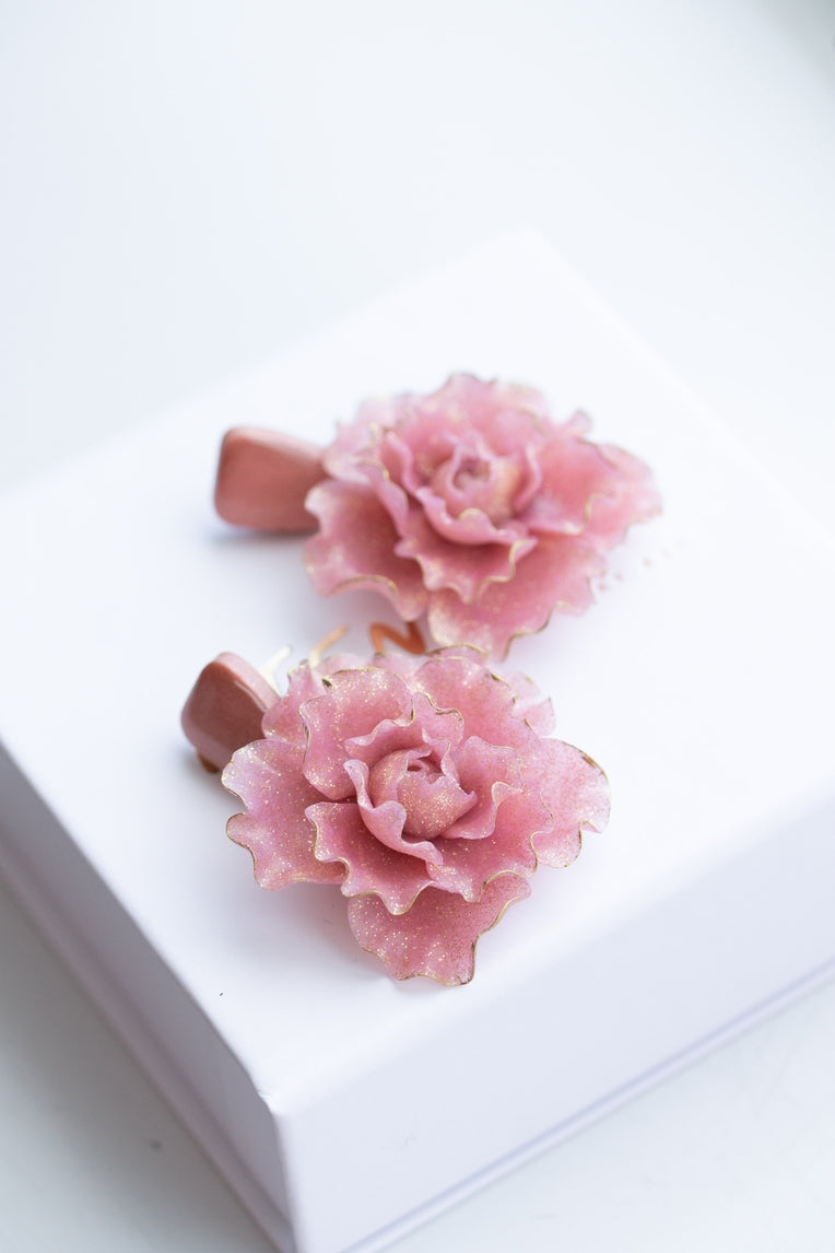 Pink Flowers Statement Earrings