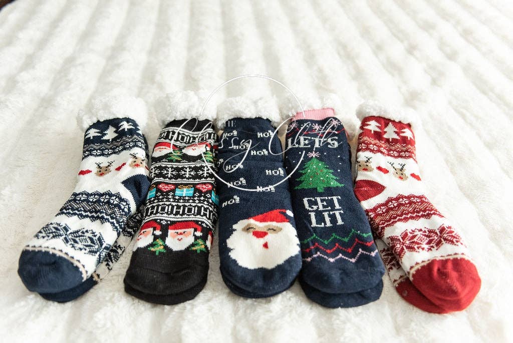 Non-Slip Sherpa Lined Socks - Merry Christmas