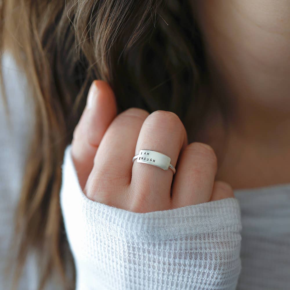 Hand Stamped Medium Inspiring Stacking Ring