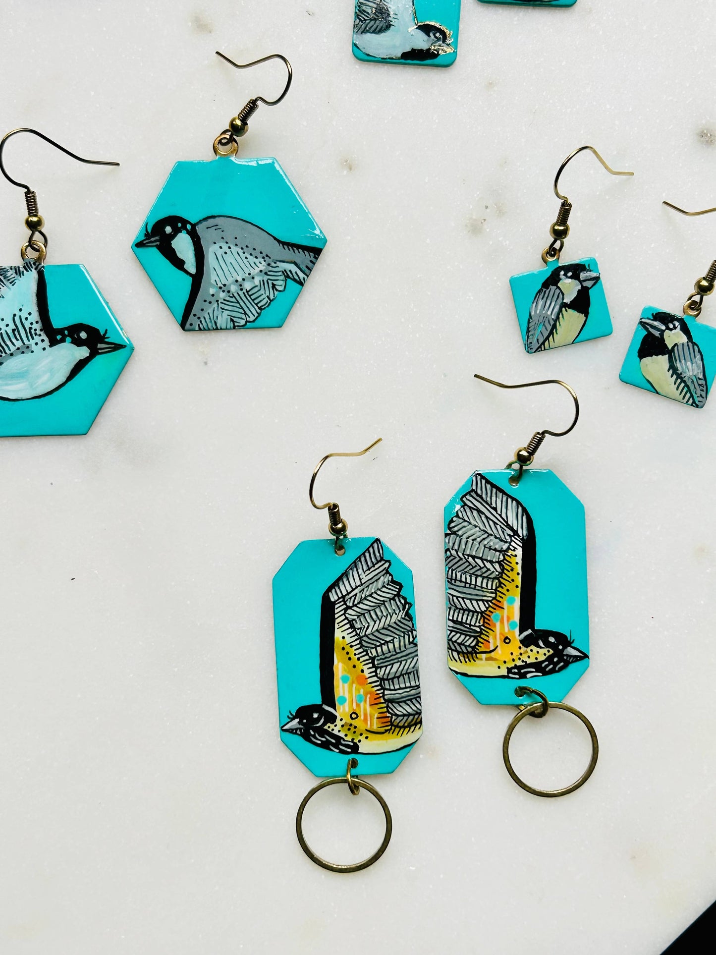 One-of-a-Kind Earrings: Chickadee