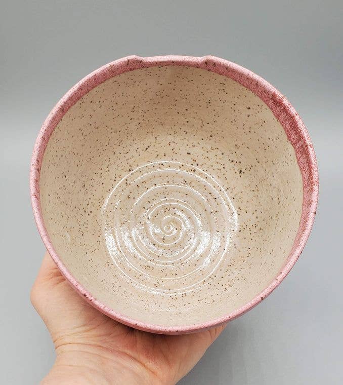 Rice/Noodle Bowl - Handmade Stoneware Clay - Frosted Cherry