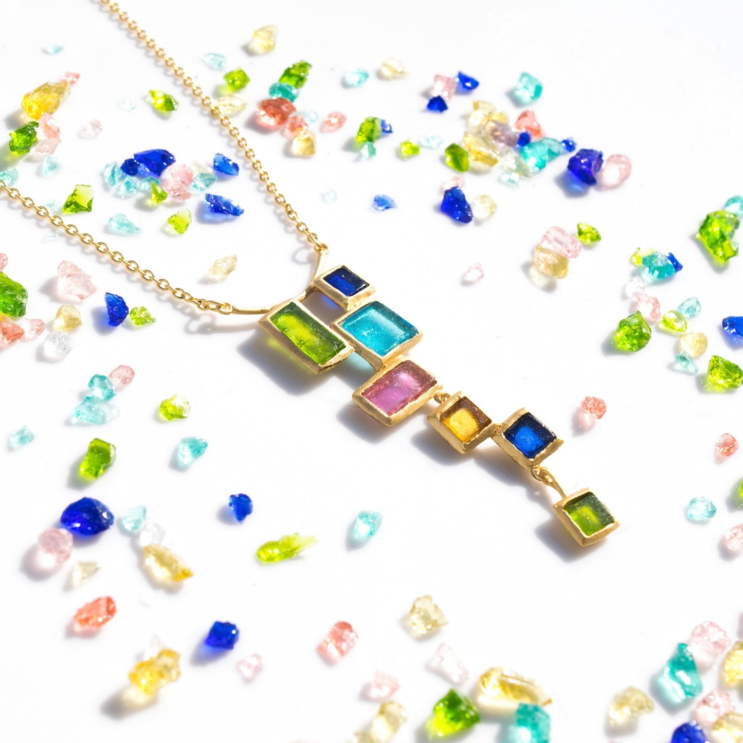 Mosaic Drop Pendant Necklace