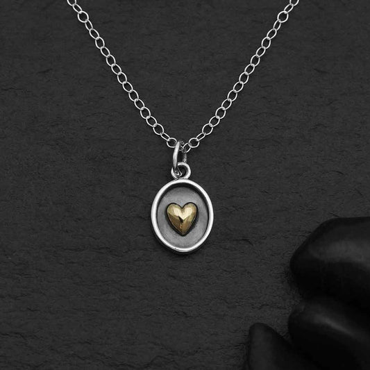 Silver 18 Inch Shadow Box with Bronze Heart Necklace