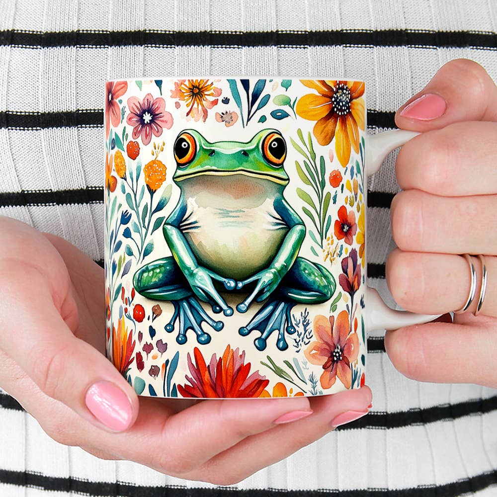 Floral Frog Ceramic Mug