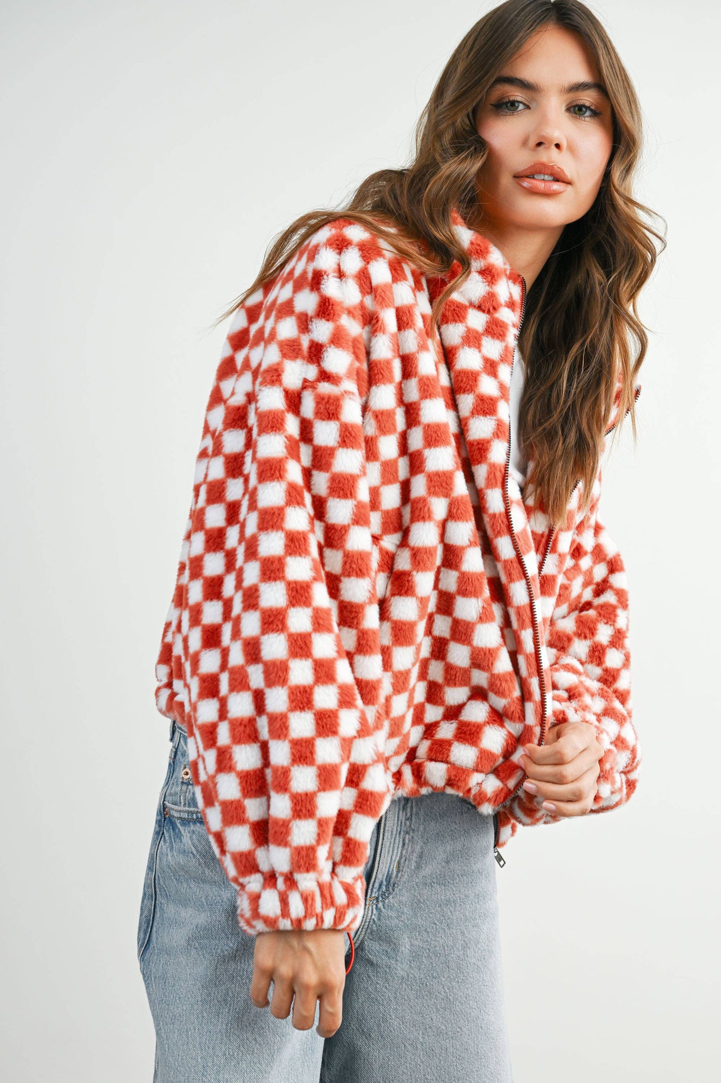 Fall Winter Checker Teddy Fall Jacket