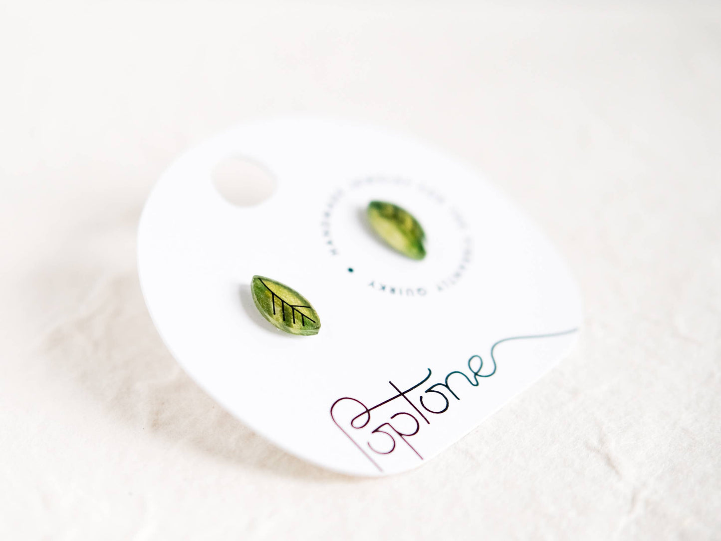 Mini Green Leaves Stud Earrings - Minimalist Leaf Studs