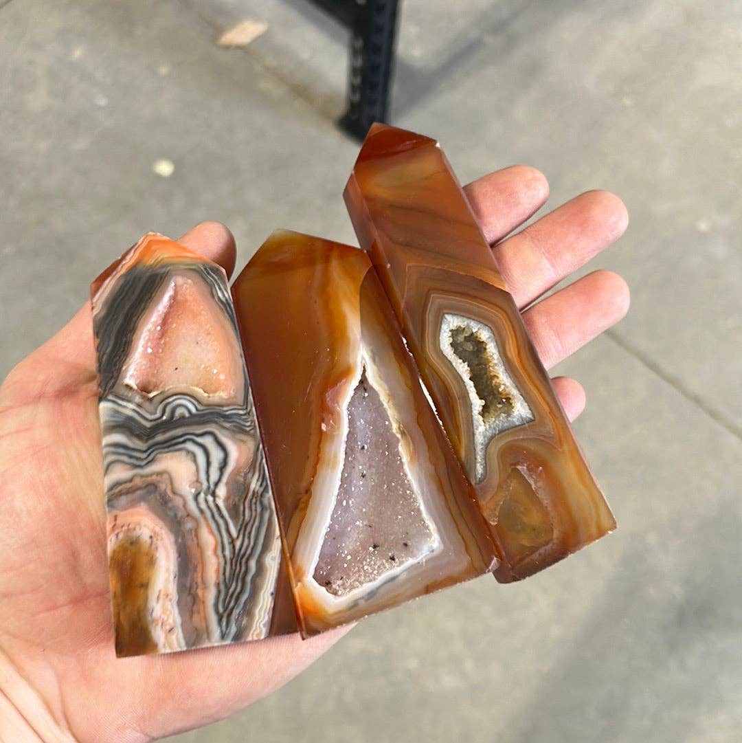 Carnelian Druzy Obelisk Tower - Crystal Energy Point