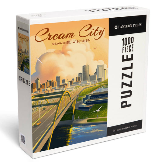 1000 Piece Puzzle Milwaukee, Wisconsin Cream City Lithograph
