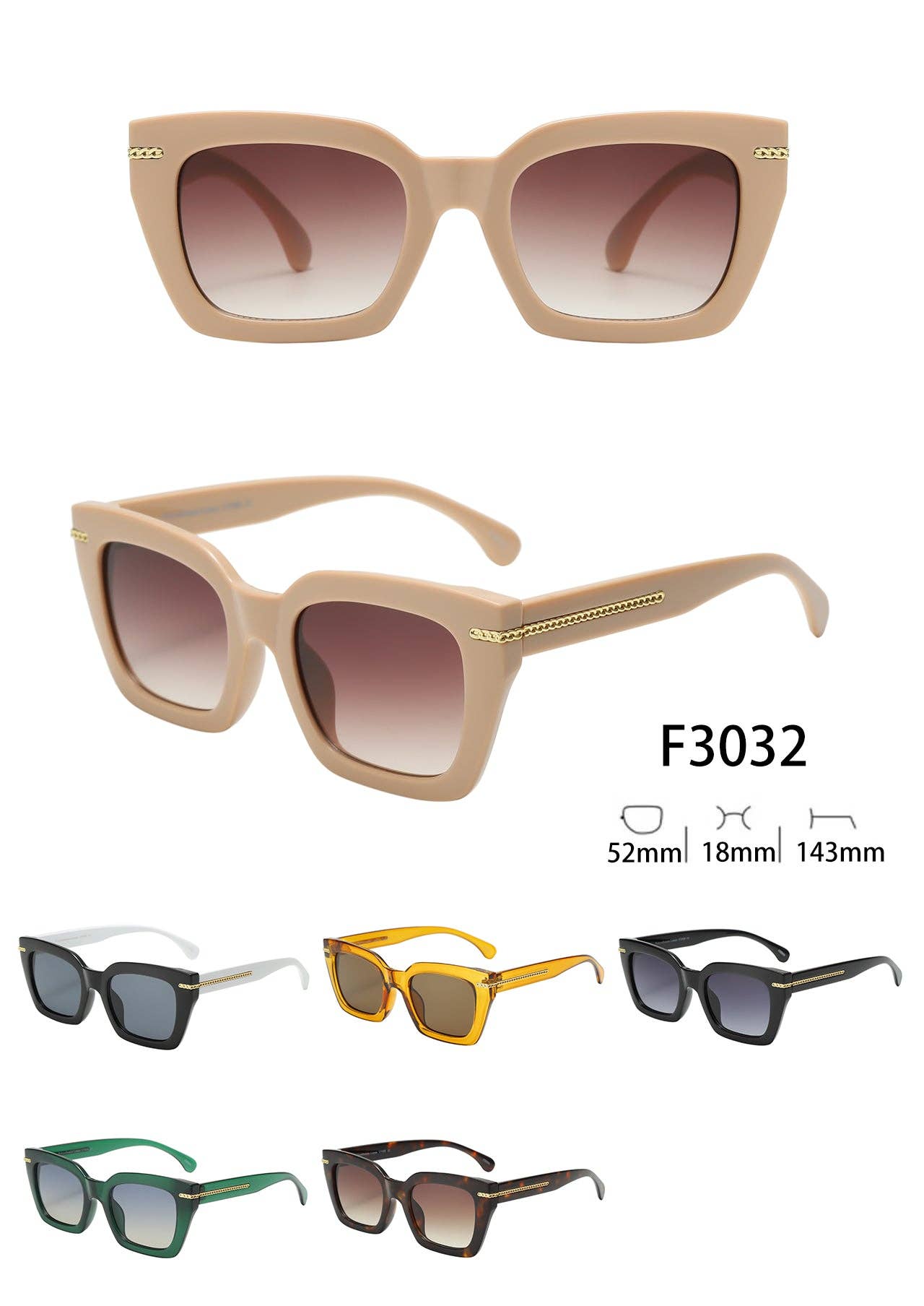 F3032, Large Frame Simple Sleek Fashion Design