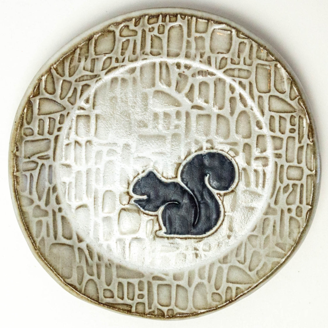 Black Squirrel Pattern Ceramic Round Trinket Dish