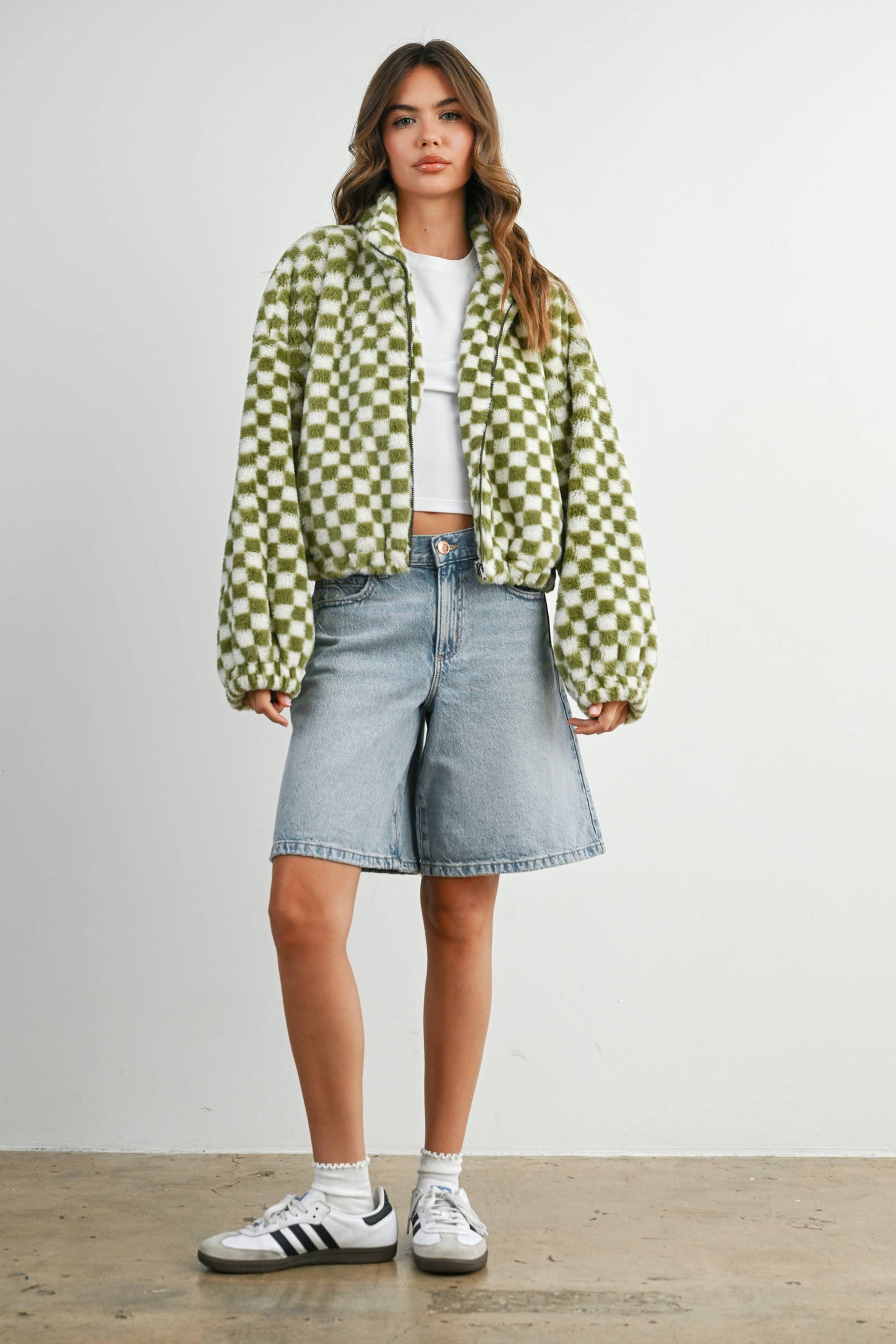 Fall Winter Checker Teddy Fall Jacket