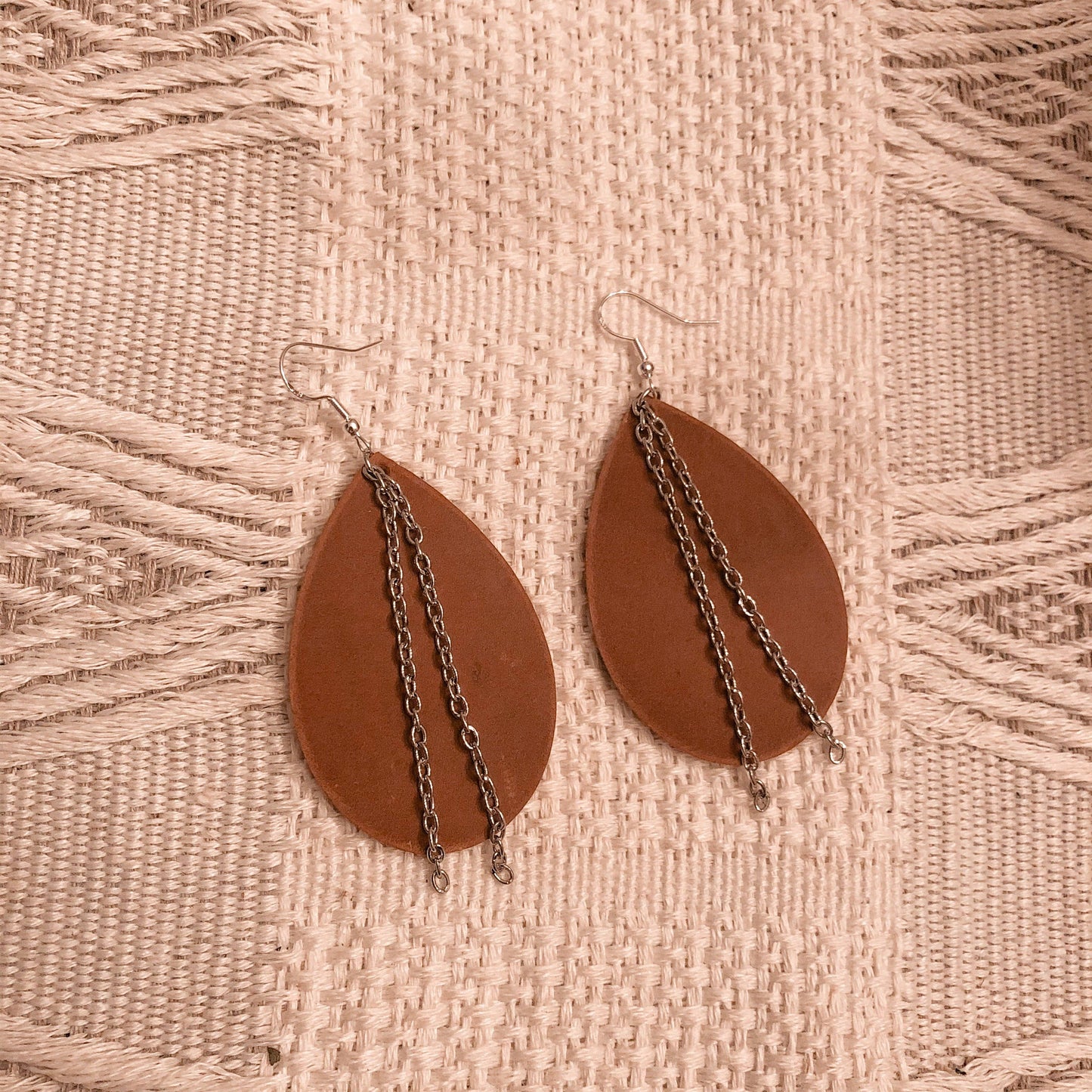 Teardrop Earrings w/ Chain (Large)