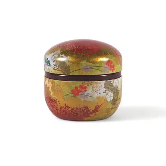 Red Floral Design Tea Leaves Container 3.5 oz