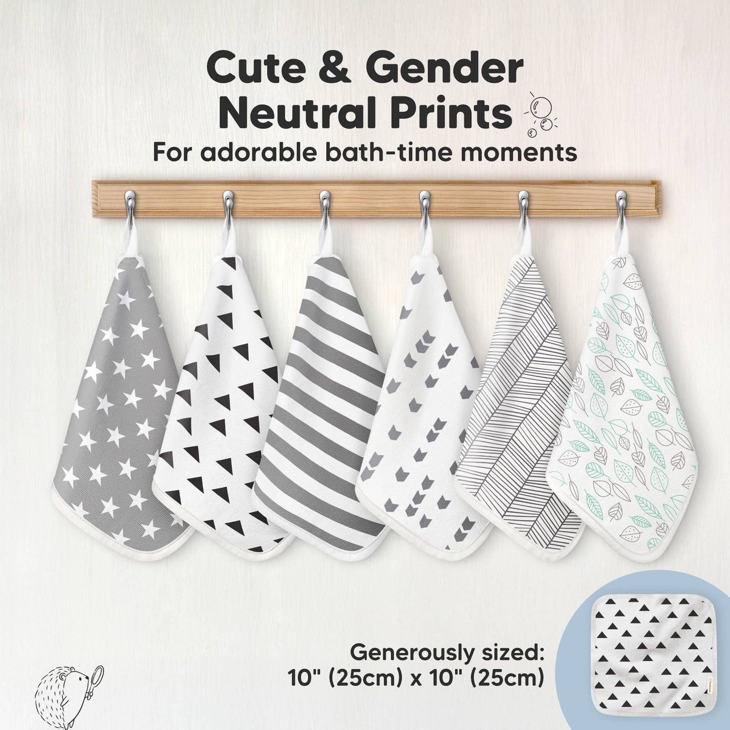 6-Pack Organic Cami Baby Washcloths for Face & Bath Towels