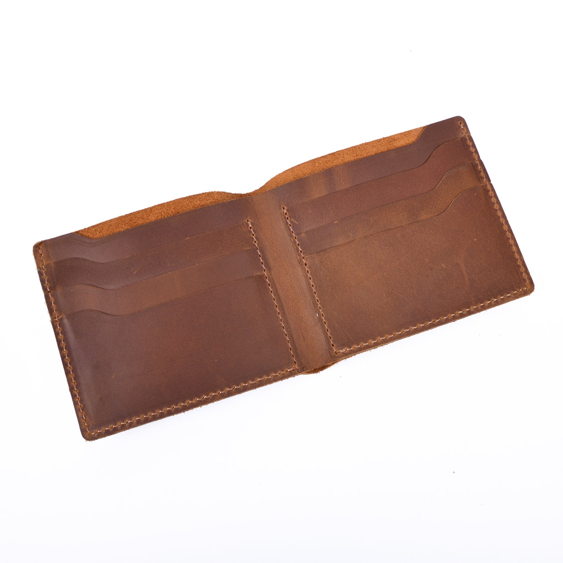 Handmade Leather Bifold Wallet w/6 Card Pockets