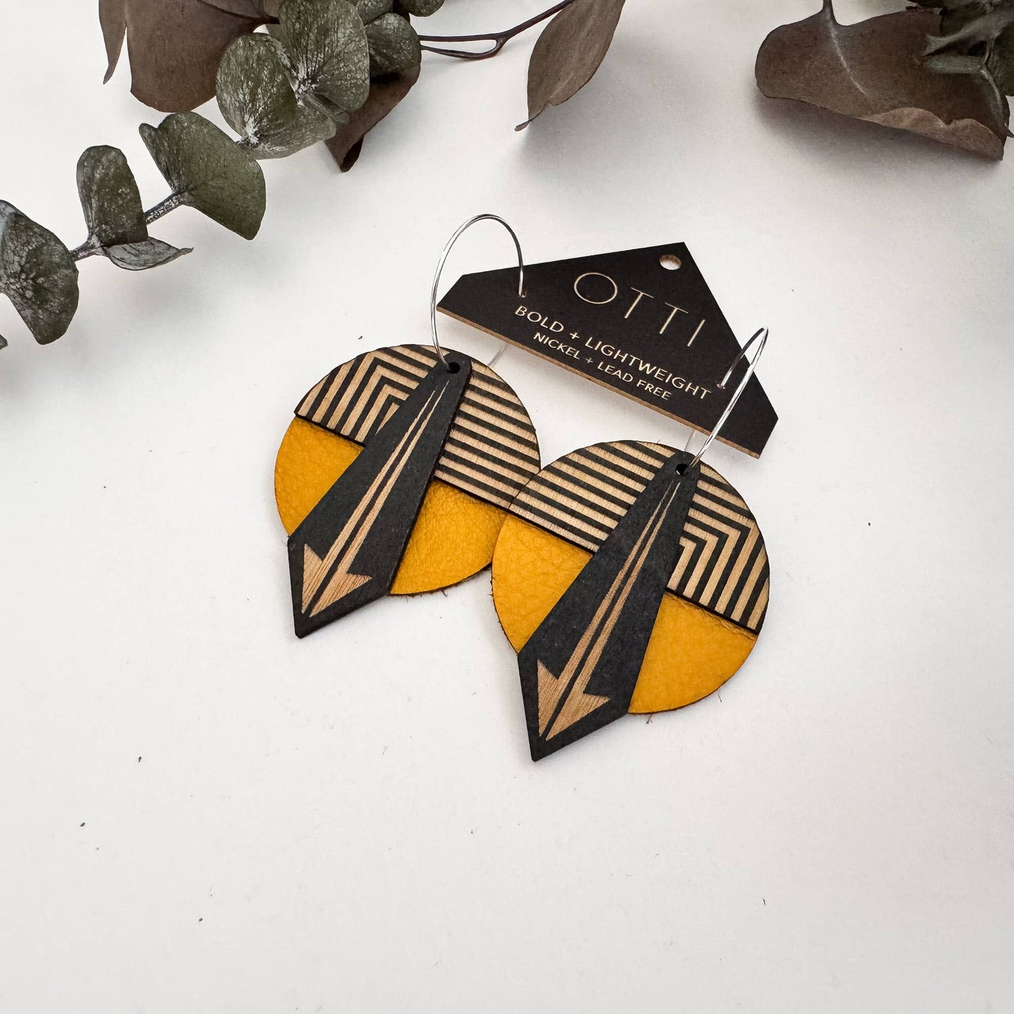 Geo: Mustard Arrow Lines Earrings