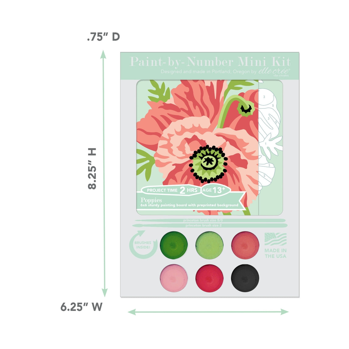 Poppies MINI Paint-by-Number Kit