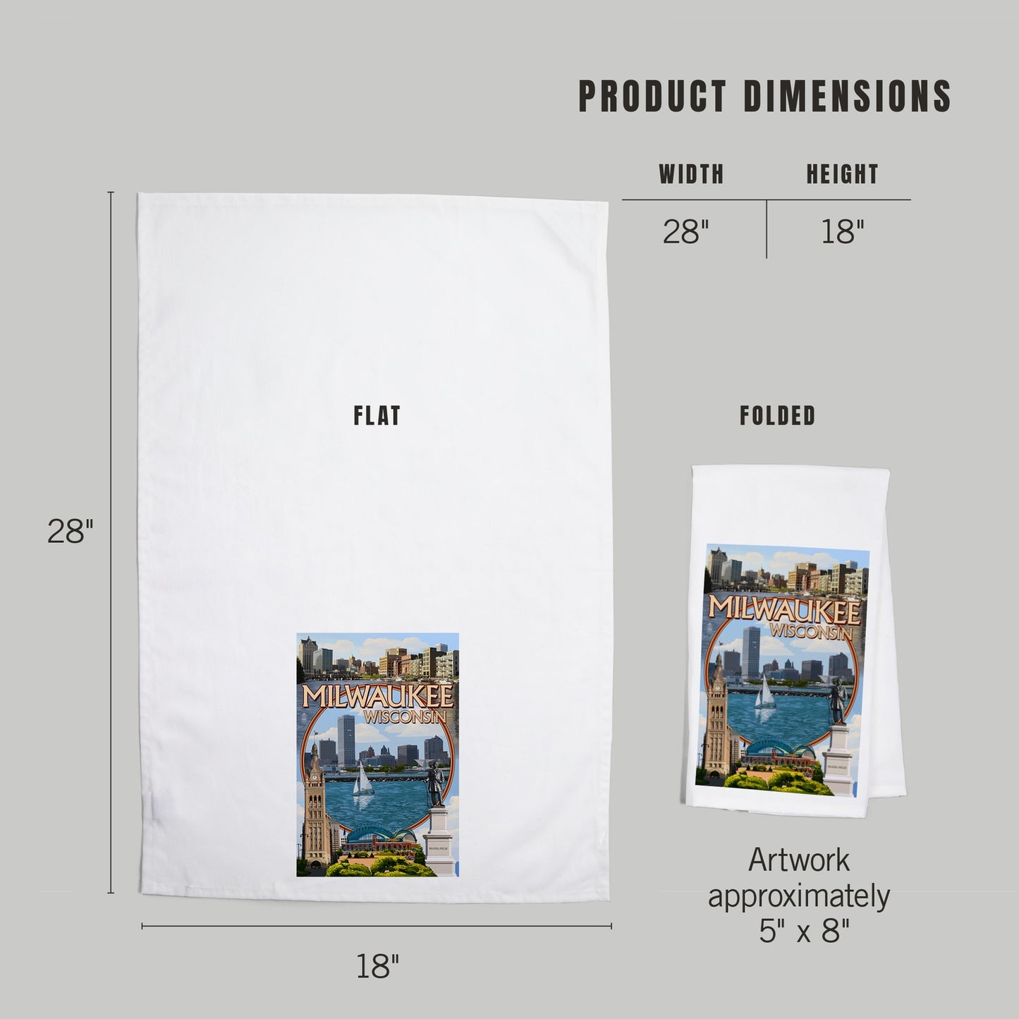Milwaukee Montage Scenes Tea Towel