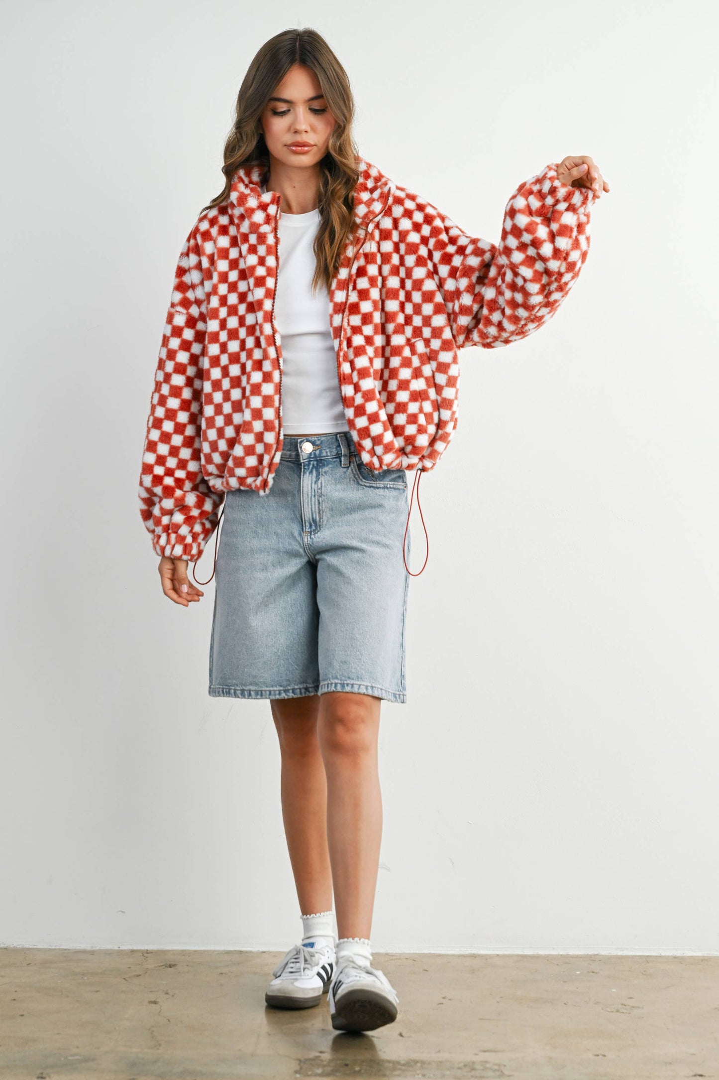 Fall Winter Checker Teddy Fall Jacket