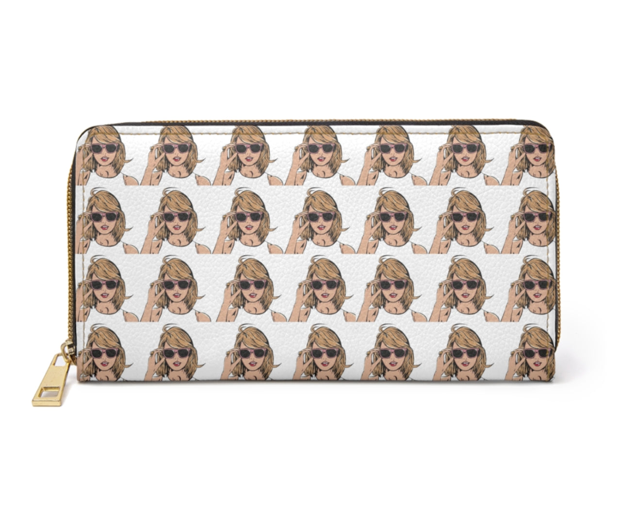 Taylor Swift Pattern Faux Leather Full Zip Wallet