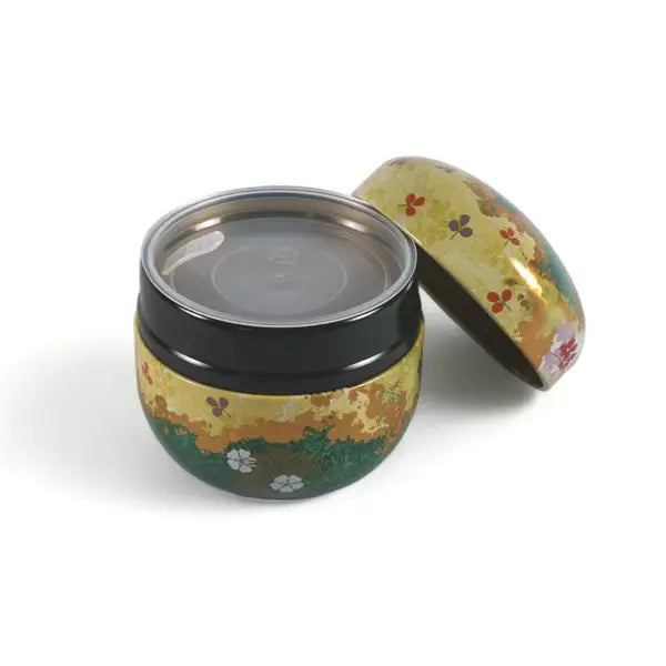 Green Floral Design Tea Leaves Container 3.5oz