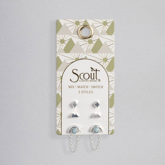 Stud Trio Ear Jacket Set - Mountain/Blue Howlite/Silver