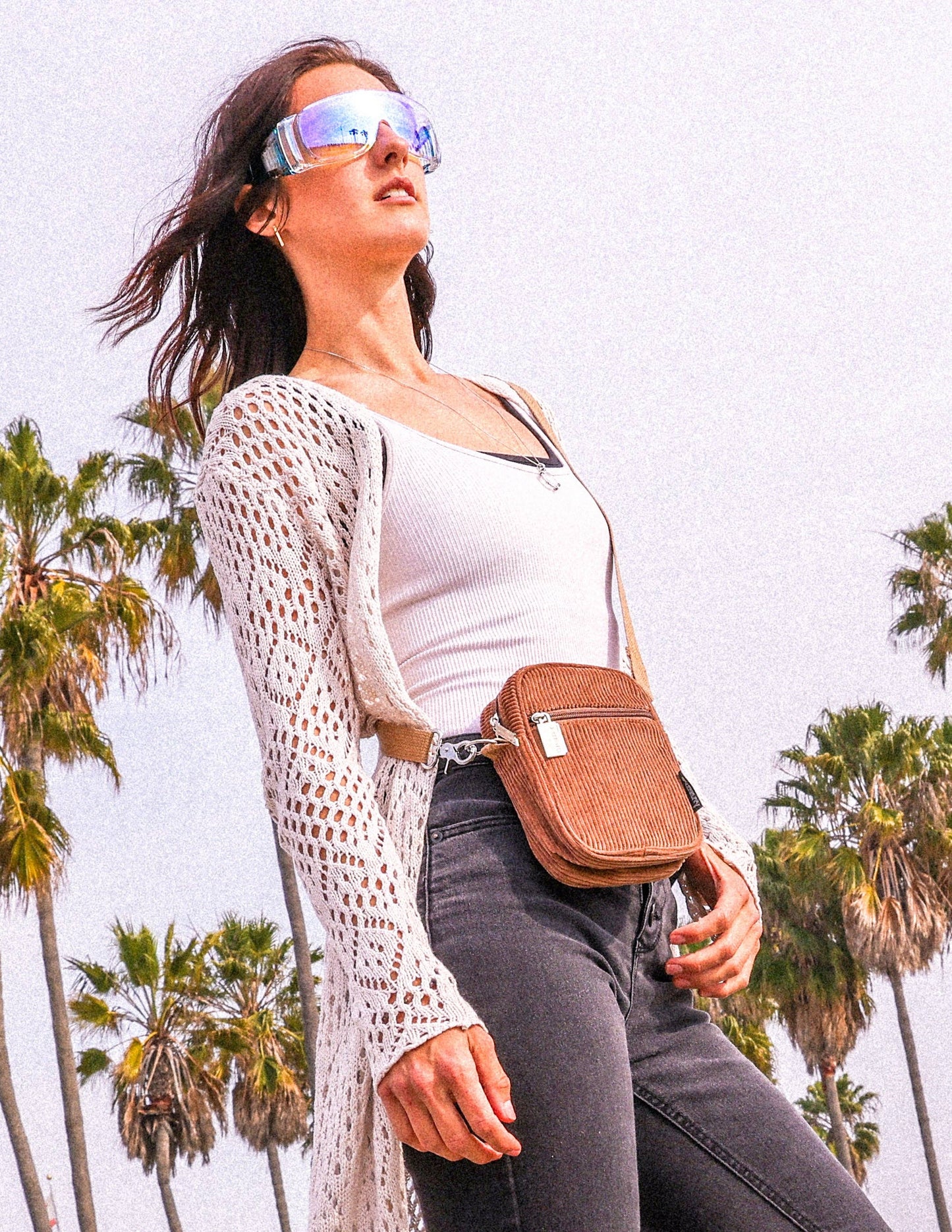 Corduroy Chocolate Mini Crossbody  Brick Bag