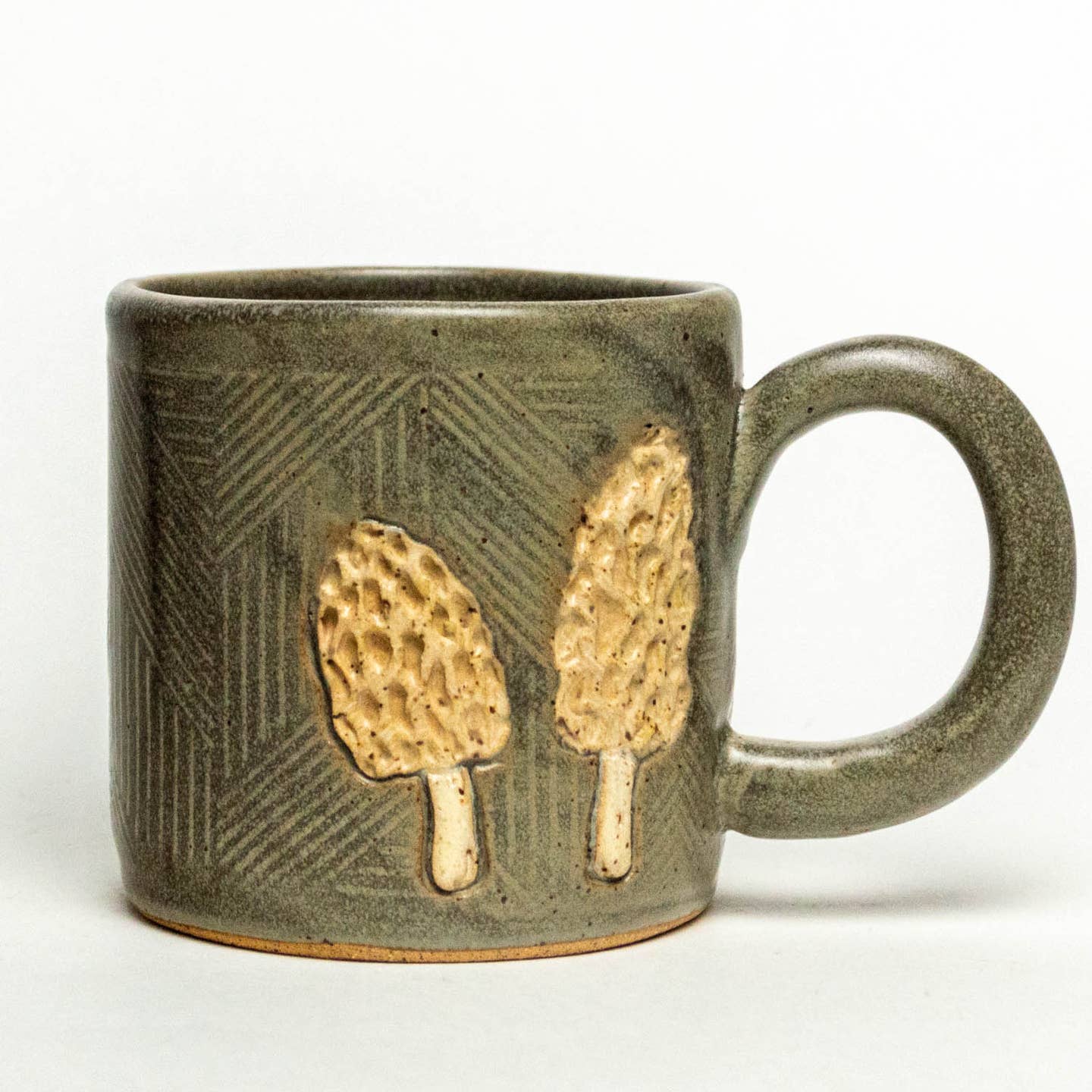 Morel Mushroom Design Handmade Ceramic 10oz Mug