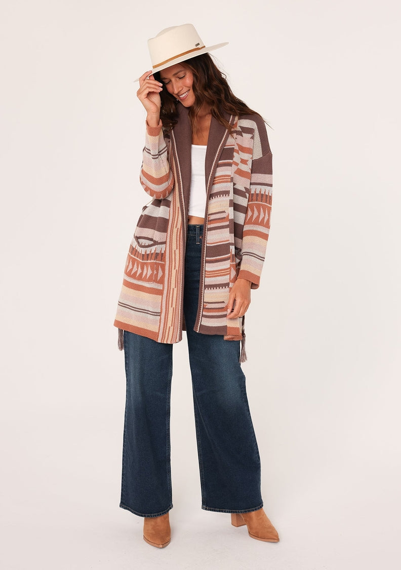 Heritage Jacquard Long Sleeve Wrap Cardigan