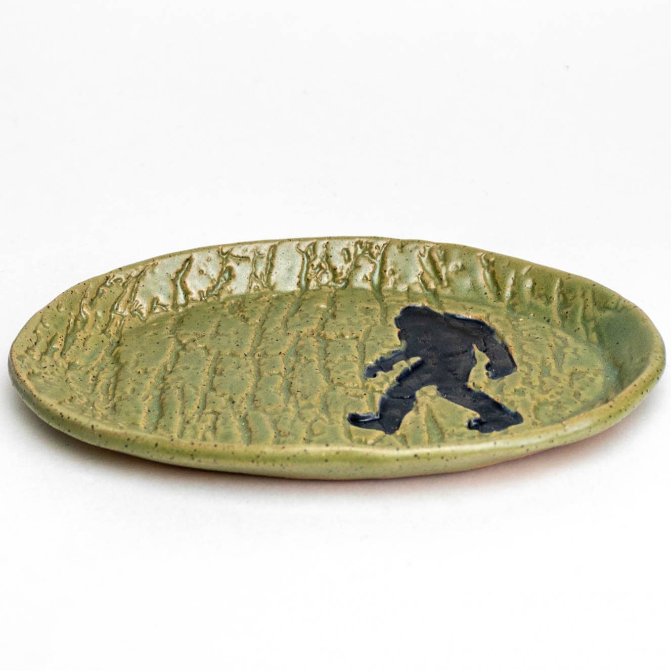 Sasquatch Green Handmade Ceramic Oval Trinket Dish