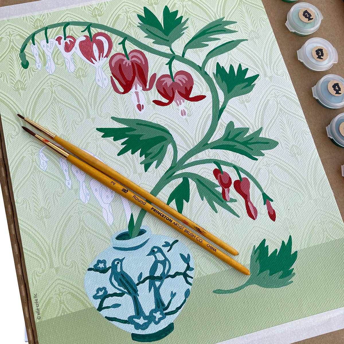 Bleeding Hearts in Vase Paint-by-Number Kit