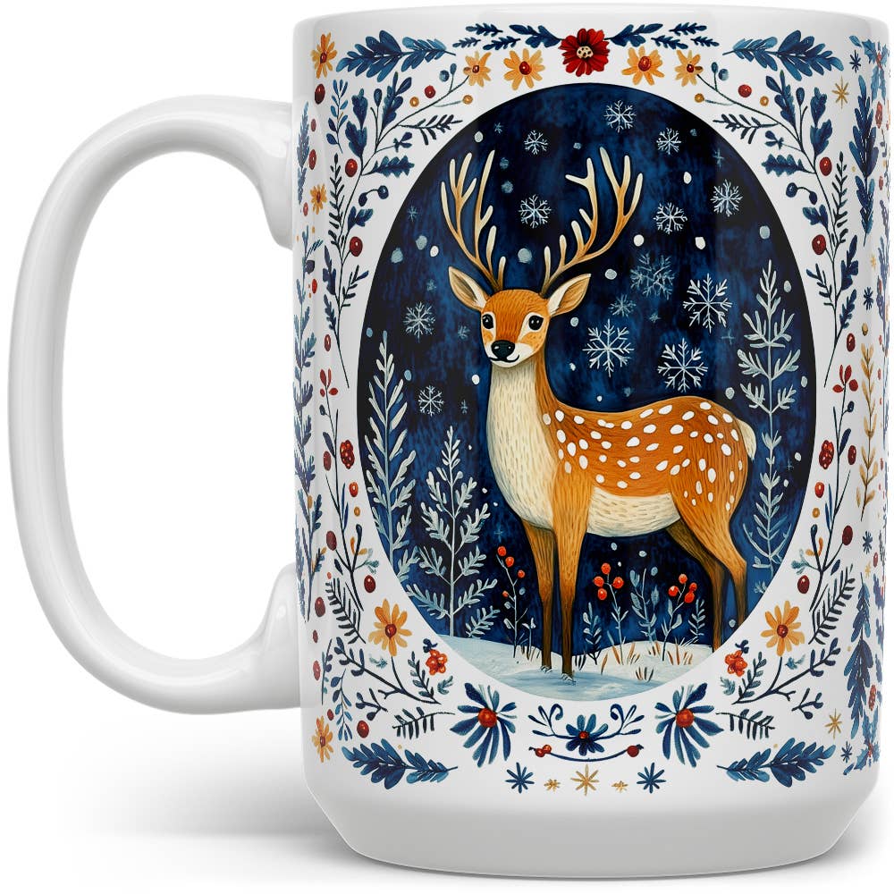 Festive Winter Woodland Deer Mug