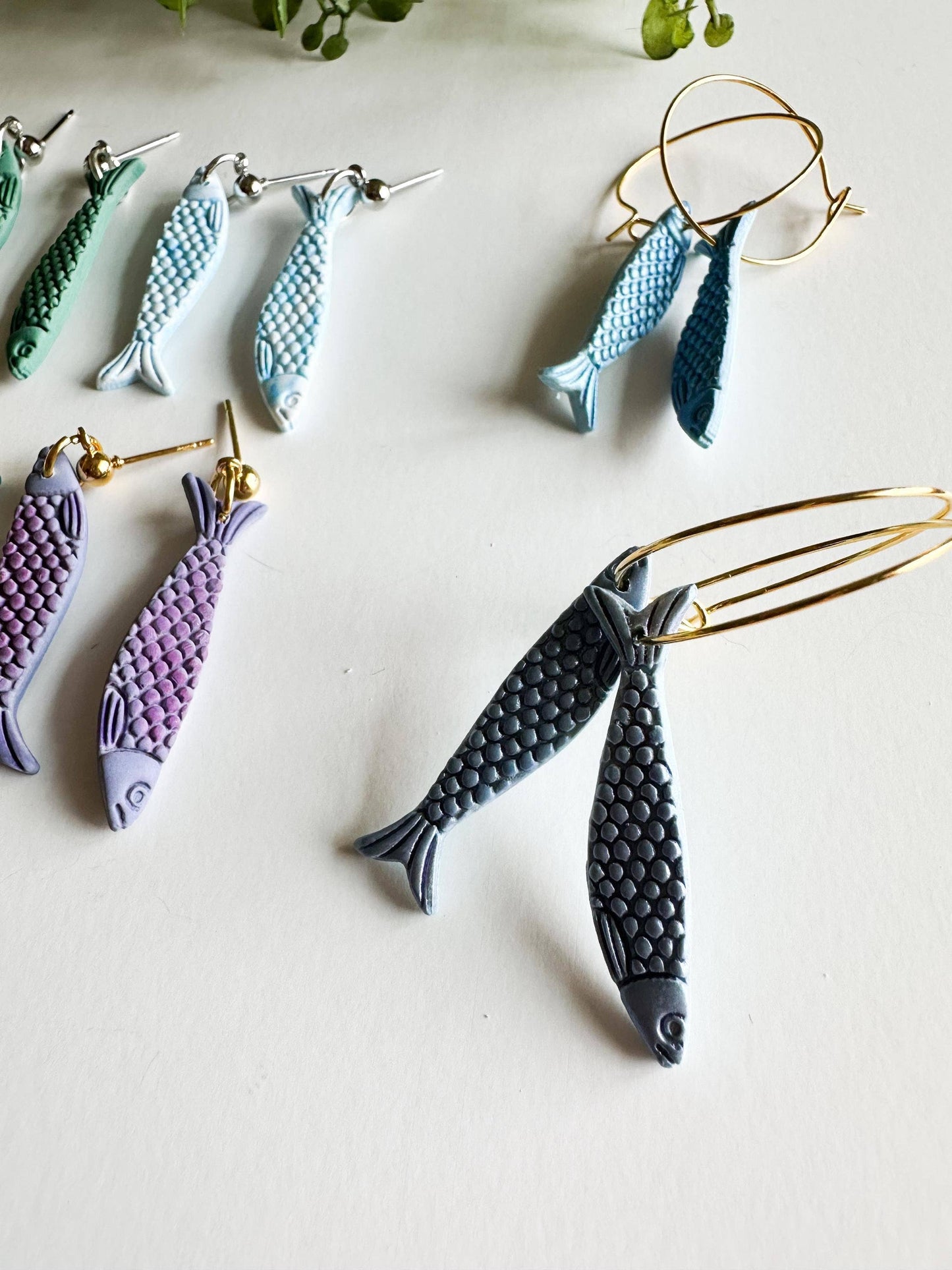 Sardine Clay Statement Fish Nature Earrings #2