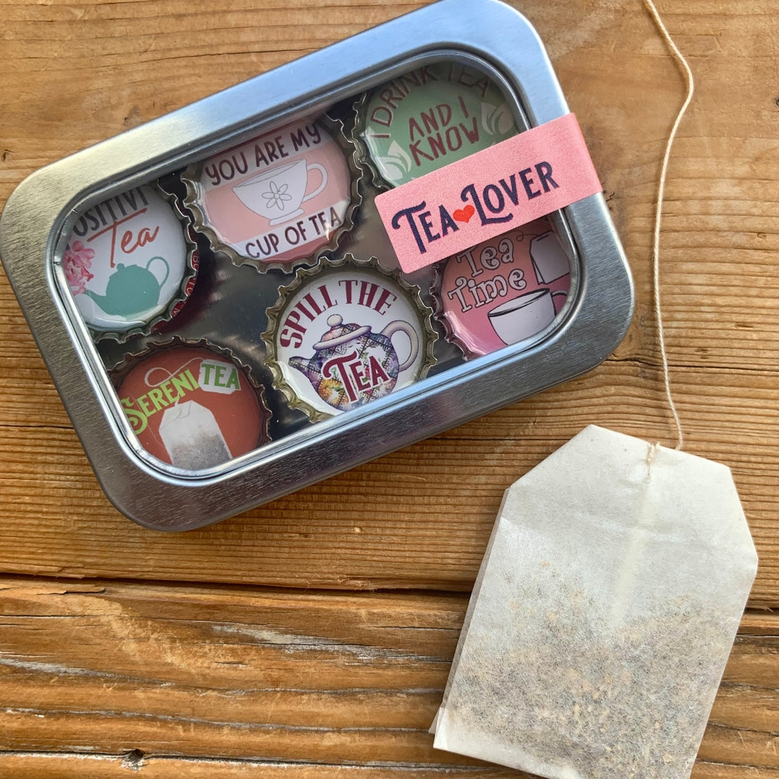 Tea Lover Bottle Cap Magnet Set