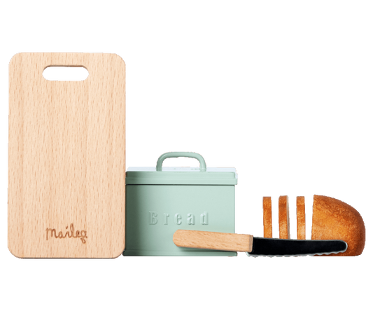 Miniature Breadbox with Cutting Board and Knife